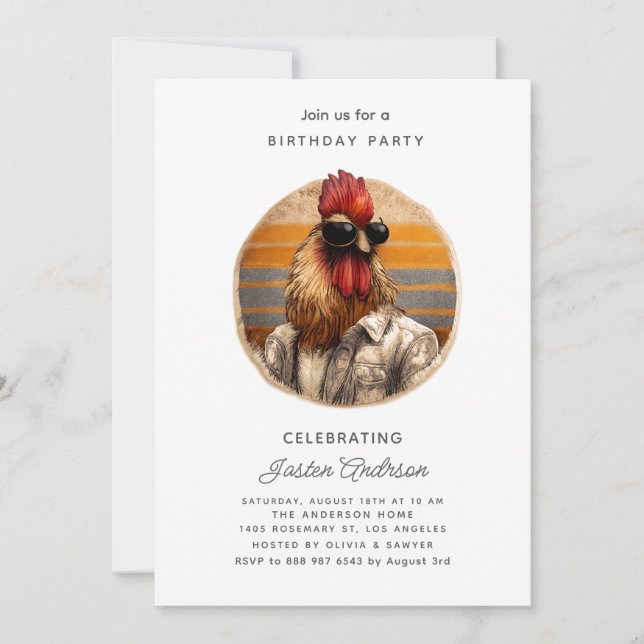  Pink Flowers Birthday Party Invitation (Front)
