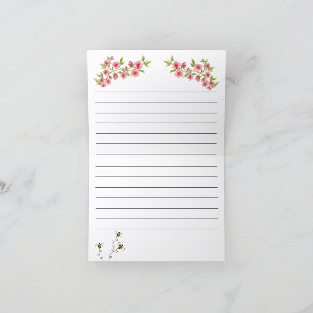Pink Flowers Blank note card (Inside)