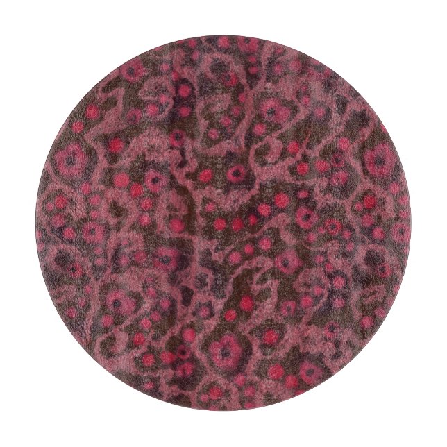 Pink Flowers, Blush Curves, fibre art felt pattern Cutting Board (Front)