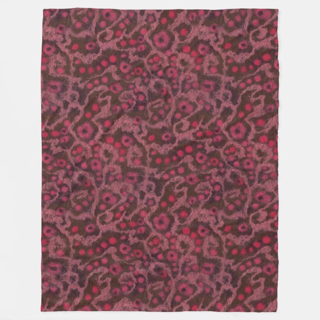 Pink Flowers, Blush Curves, fibre art felt pattern Fleece Blanket (Front)