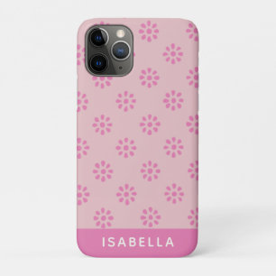 Pink Flowers Boho Aesthetic Pattern Personalised iPhone 11 Pro Case