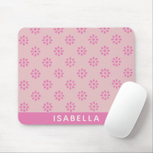 Pink Flowers Boho Aesthetic Pattern Personalised Mouse Pad