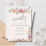 Pink Flowers Boho Elegant 70th Birthday Party Invitation<br><div class="desc">Make your 70th birthday unforgettable with our Pink Flowers Boho Elegant 70th Birthday Party Invitation! This chic and elegant invitation features delicate pink flowers and a boho-inspired design, perfect for celebrating this milestone occasion in style. Personalise the invitation with your name and party details for a custom touch. Whether you're...</div>