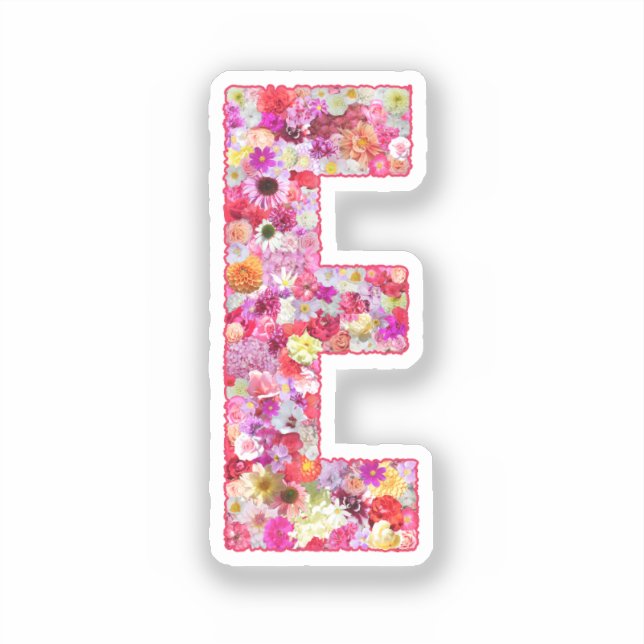 Pink Flowers Botanical Monogram Letter E For Her (Front)