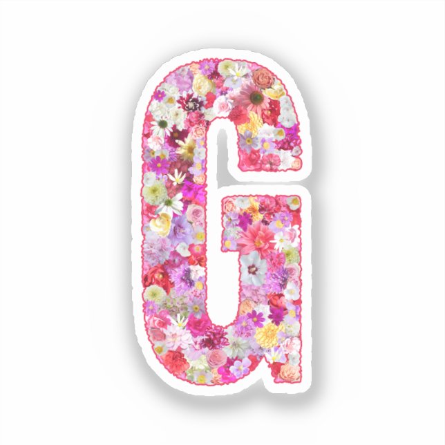 Pink Flowers Botanical Monogram Letter G For Her (Front)