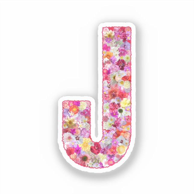 Pink Flowers Botanical Monogram Letter J For Her (Front)