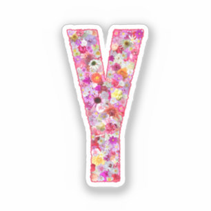 Pink Flowers Botanical Monogram Letter Y For Her
