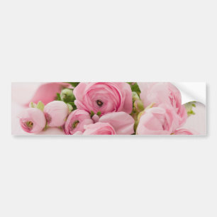 Pink Flowers Bouquet, Love Wedding Romance Bumper Sticker