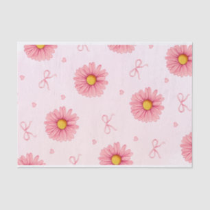 Pink flowers, bows, and hearts tissue paper
