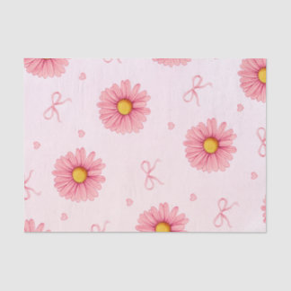 Pink flowers, bows, and hearts tissue paper
