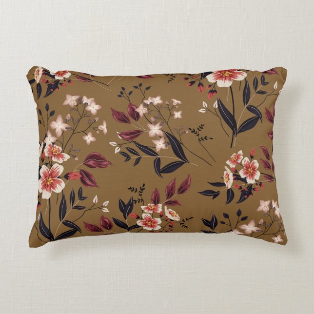 Pink flowers branch, abstract composition. decorative cushion (Front)