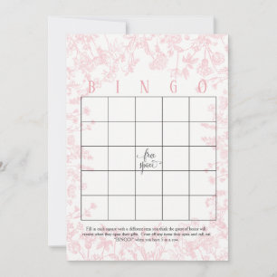 Pink flowers Bridal Shower Bingo Cards