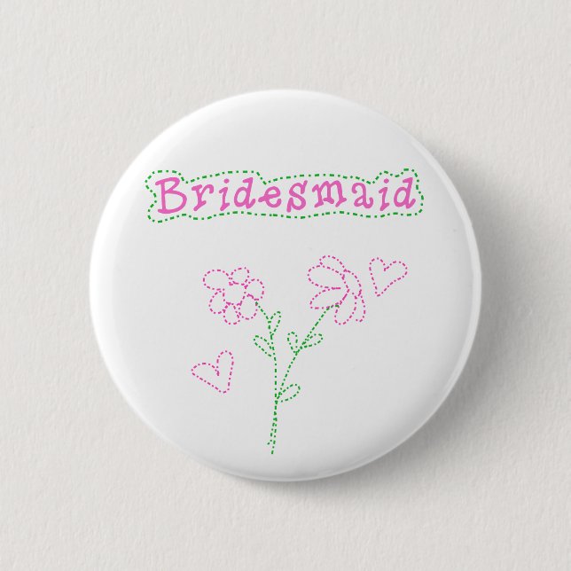 Pink Flowers Bridesmaid 6 Cm Round Badge (Front)