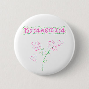 Pink Flowers Bridesmaid 6 Cm Round Badge