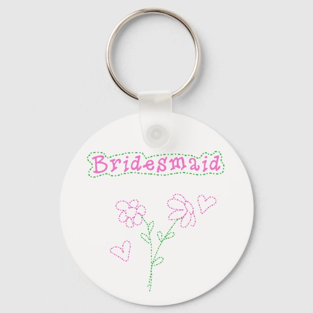 Pink Flowers Bridesmaid Key Ring (Front)