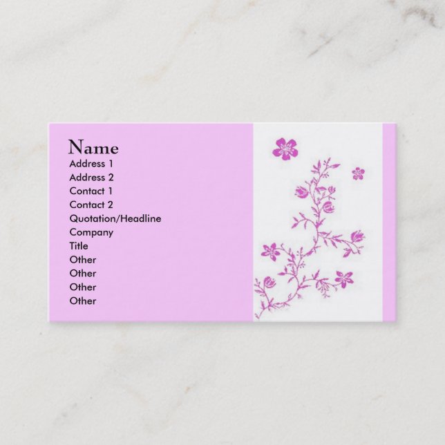 Pink Flowers Business Card (Front)