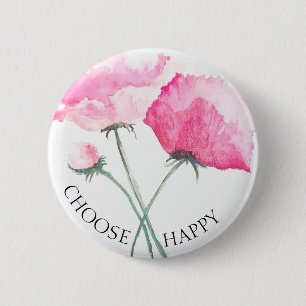Pink Flowers Button