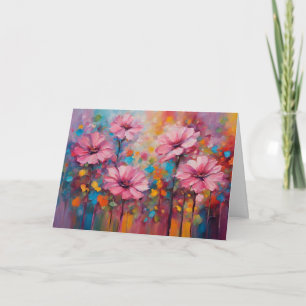 Pink Flowers by the Fence Card