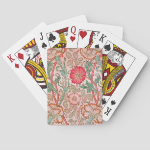 Pink flowers by William Morris Playing Cards