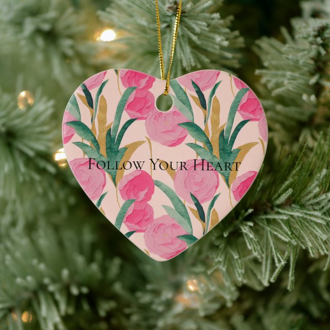 Pink Flowers Ceramic Ornament (Tree)