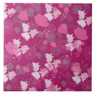 pink flowers ceramic tile