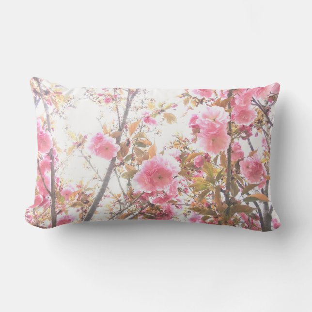 Pink Flowers Cherry Blossom Floral Patterns Pretty Lumbar Cushion (Front)
