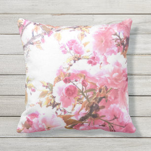 Pink Flowers Cherry Blossom Floral Patterns Sakura Cushion