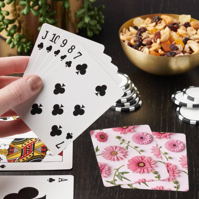 Pink Flowers Classic Playing Cards (In Situ)