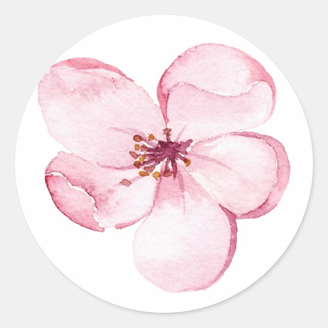 Pink  flowers classic round sticker (Front)