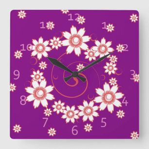 Pink Flowers Clocks