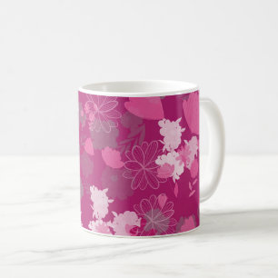 pink flowers coffee mug