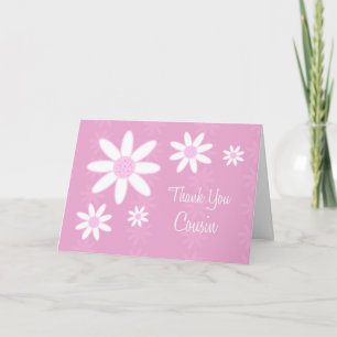 Pink Flowers Cousin Thank You Flower Girl Card