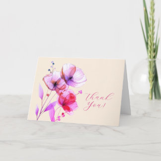 Pink Flowers & Creme, Your Logo, QR Code, Business Thank You Card