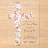 pink flowers cross Confirmation