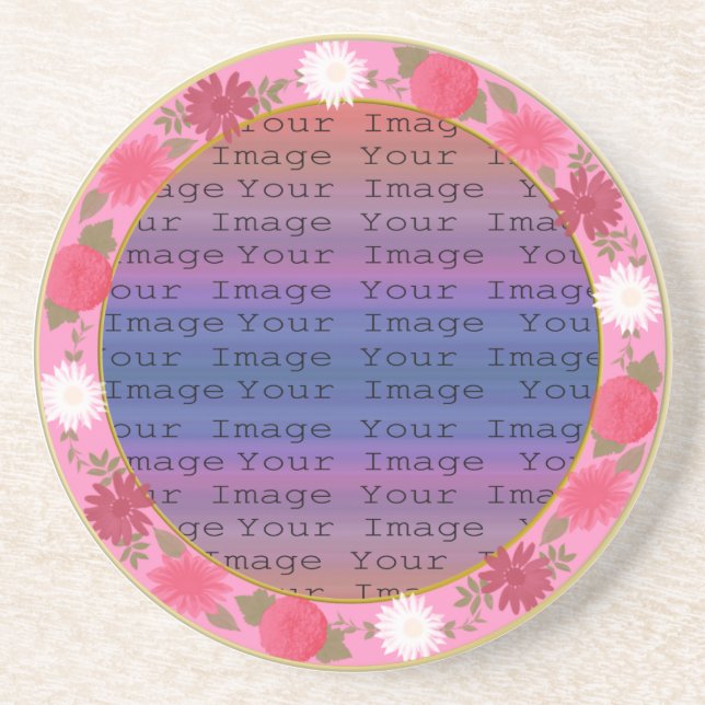 Pink Flowers Custom Coaster (Front)