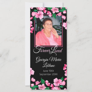 Pink Flowers Custom Memorial Keepsake Card