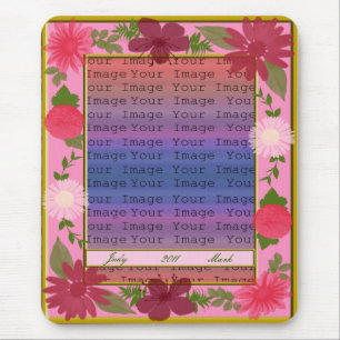 Pink Flowers Custom Mouse Pad