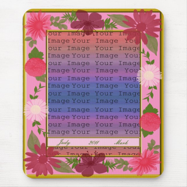 Pink Flowers Custom Mouse Pad (Front)