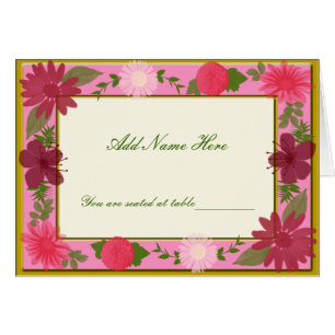 Pink Flowers Custom Place Cards
