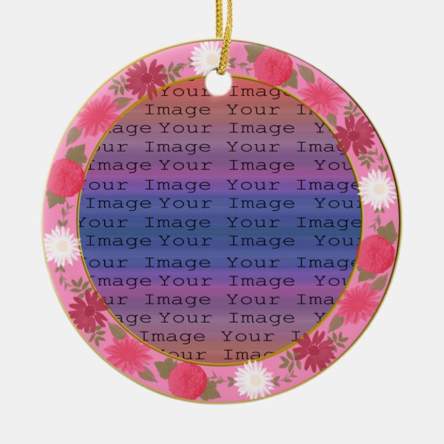 Pink Flowers Custom Round Ornament (Front)