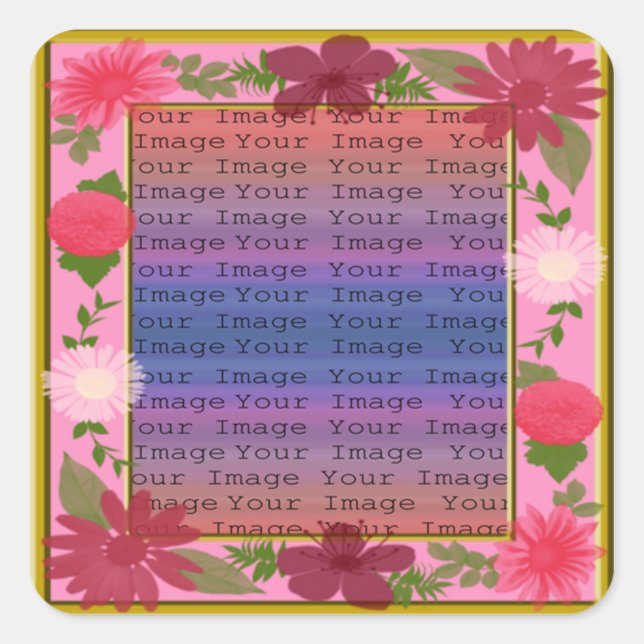 Pink Flowers custom Square Stickers (Front)
