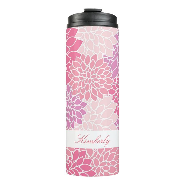 Pink Flowers Custom Thermal Tumbler (Front)