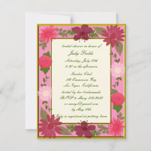 Pink Flowers Custom Wedding Invitation