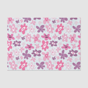 Pink Flowers Cute Whimsical Pattern Tissue Paper
