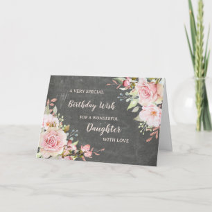 Pink Flowers Daughter Birthday Card