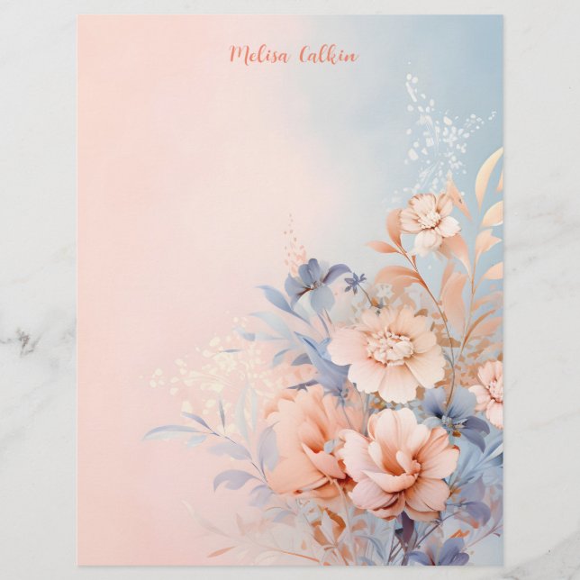 Pink Flowers Decoration with Pink Background  Custom Letterhead (Front)