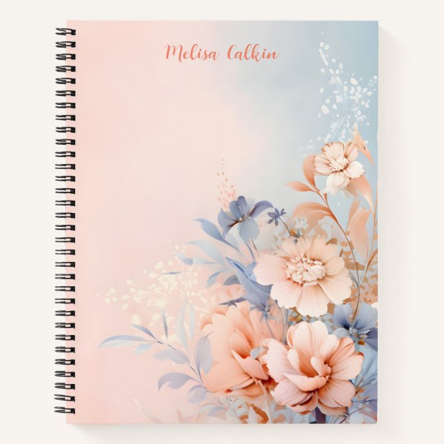 Pink Flowers Decoration with Pink Background  Notebook (Front)