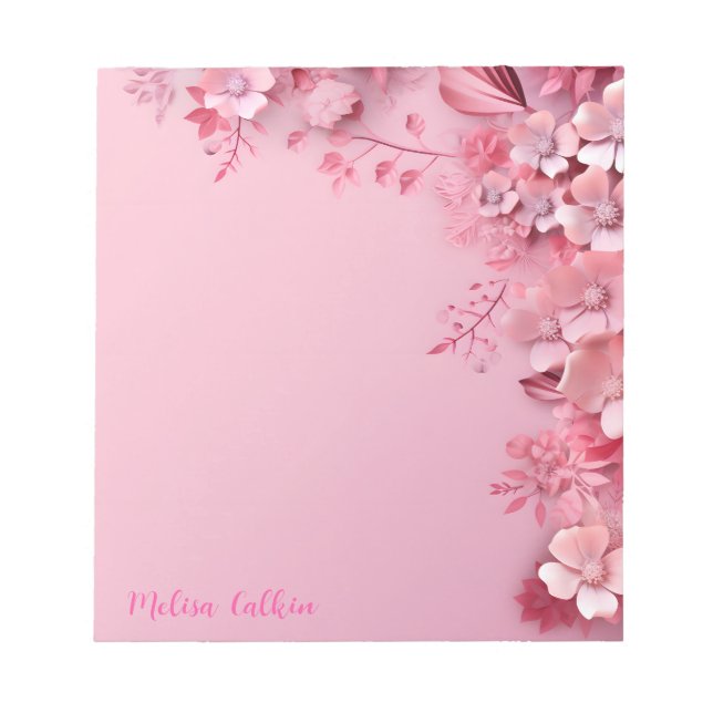 Pink Flowers Decoration with Pink Background  Notepad (Front)