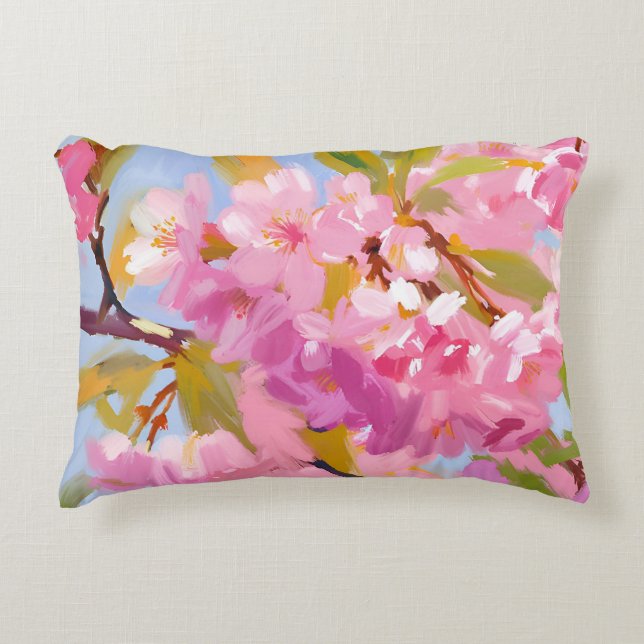 Pink Flowers Decorative Cushion (Front)