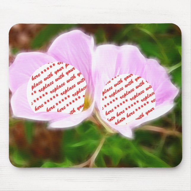 Pink Flowers Dual Photo Frame Mouse Pad (Front)
